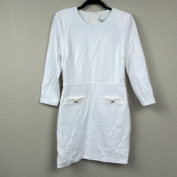 New Veronica Beard Channing Jacquard Sheath Dress In White Long Sleeve Sz 8 - Picture 2 of 14